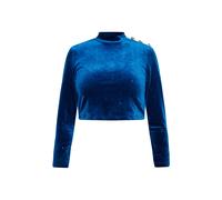 Faina Samtshirt mit Glitzer Damen Smaragd Blau M