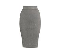 Faina Strickrock mit Strass-Steinen Damen grau melange XL/2XL