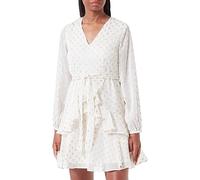 faina Women's Kleid mit Stickerei Dress, Wollweiss mit Goldenen Punkten, L