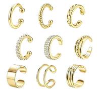 FAINCA 9 Stück Ohrklemme Ohne Ohrlochstechen Gold Ear Cuff Set für Damen