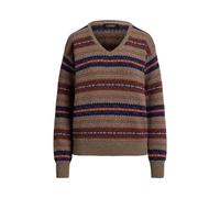 Fair-Isle-Pullover mit V-Ausschnitt XXS Brown