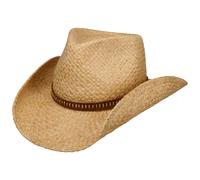 Stetson Fair Oaks Western Strohhut - Naturfarbener Hut - Raffiahut mit Ledergarniturband - Sommerhut - Damen und Herren - Frühjahr/Sommer Natur L (58-59 cm)