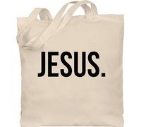 Fairtrade Bio Baumwolltasche lange Henkel - Statement Glaube Religion - Jesus Christus - Unisize - Naturweiß - christlicher beutel jesús tasche jesus. jutebeutel christen einkaufstasche christlich