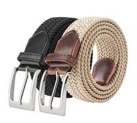 Fairwin 2er Stretch Gürtel für Herren und Damen elastisch Flechtgürtel geflochten Stretchgürtel aus Stoffgürtel flexibel Elastik Stoff für Golf flex dehnbar