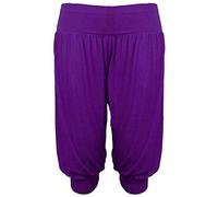FAIRY BOUTIQUE 3/4-Haremshose für Damen, lockere kurze Hose, Sommer, legere Yoga-Shorts, violett, 34-36