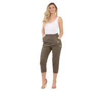FAIRY BOUTIQUE Caprihose für Damen, Kirschbeere, 3/4-Hose, elastische Baumwolle, Stretch, kurze Hose, Übergröße 38-52, mokka, 50