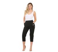 FAIRY BOUTIQUE Caprihose für Damen, Kirschbeere, 3/4-Hose, elastische Baumwolle, Stretch, kurze Hose, Übergröße 38-52, Schwarz , 50