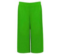 FAIRY BOUTIQUE Damen 3/4 Dreiviertel-Hose Cropped, einfarbig, elastischer Bund, weites Bein, bauchfreie Hose, jadegrün, 46-48