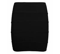 FAIRY BOUTIQUE Damen-Minirock, sexy, gerippt, mit Reißverschluss hinten, figurbetont, dehnbar, Bandage, Schwarz , 36