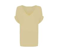 FAIRY BOUTIQUE Damen-T-Shirt, mit Umschlagärmeln, V-Ausschnitt, Baggy Fledermausflügel, Übergröße, beige, 38-40