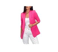 FAIRY BOUTIQUE Damenjacke, einfarbig, vorne offen, Rüschen, 3/4-Ärmel, Taschen, Blazer, hot pink, 46 DE/48 DE