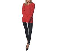 FAIRY BOUTIQUE Grobstrickpullover für Damen, Winter, warm, Fischnetz-Pullover, rot, 46-48