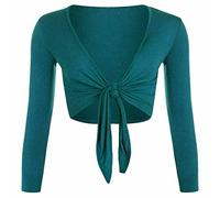 FAIRY BOUTIQUE Langärmeliger Bolero für Damen, einfarbig, bauchfrei, Partykleidung, blaugrün, 34-36