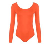 FAIRY BOUTIQUE Langarm-Body mit Rundhalsausschnitt und Aufdruck für Mädchen, Orange/Blockparty, 5-6 Años