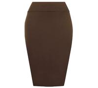 FAIRY TRENDZ Damen Bleistiftrock, knielang, hohe Taille, Übergröße, Stretch, figurbetont, Midirock, braun, 34-36