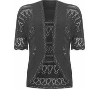 FAIRY TRENDZ Damen Bolero mit kurzen Ärmeln, gehäkelt, gestrickt, für Damen und Mädchen, offene Vorderseite, Strickjacke, anthrazit, 54-56