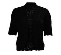 FAIRY TRENDZ Damen Bolero mit kurzen Ärmeln, gehäkelt, gestrickt, für Damen und Mädchen, offene Vorderseite, Strickjacke, Schwarz , 54-56