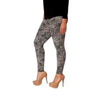 FAIRY TRENDZ Damen Leggings in Übergröße, einfarbig, bedruckt, dehnbar, Größe 40-56, Grauer Leopardenmuster, 42-44