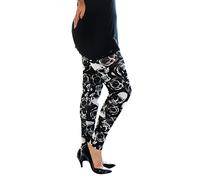 FAIRY TRENDZ Damen Leggings in Übergröße, einfarbig, bedruckt, dehnbar, Größe 40-56, Totenkopf mit Rosenmotiv, 46-48
