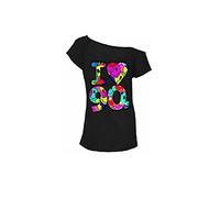 Fairy Trendz Damen-Top "I Love 80er", Retro-Party, Pop-Star-T-Shirt, Top 1980er-Jahre-Party, Top für Junggesellinnenabschied, Junggesellenabschied, Größe 36-54, I Love 90s Mehrfarbig Schwarz, 50-52