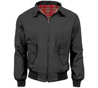 FAIRY TRENDZ Klassische Harrington-Jacke für Herren, trendig, Vintage-Retro-Scooter, 1970er-Jahre-Bomberjacke mit Reißverschluss, Dunkelgrau, 5X-Large