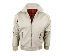 FAIRY TRENDZ Klassische Harrington-Jacke für Herren, trendig, Vintage-Retro-Scooter, 1970er-Jahre-Bomberjacke mit Reißverschluss, Beige, 4X-Large