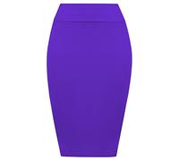 FAIRY TRENDZ Knielanger Bleistiftrock für Damen, hohe Taille, Stretch, figurbetont, Midirock, violett, 38-40