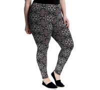 FAIRY TRENDZ Leggings für Damen, volle Länge, einfarbig, bedruckt, dehnbar, Größe 40-56, Marokkanischer Spiegel, 24-26
