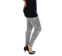 FAIRY TRENDZ Leggings für Damen, volle Länge, einfarbig, bedruckt, dehnbar, Größe 40-56, Monochorome Leopard, 24-26