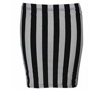 FAIRY TRENDZ LTD Bedruckter Minirock für Damen, Stretch, elastisch, Jersey, kurzer Partyrock, Schwarz/Weiß, gestreift, 50-52