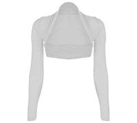 FAIRY TRENDZ LTD Damen Bolero-Bolero, lange Ärmel, vorne offen, bauchfrei Gr. 34-36, weiß