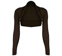 FAIRY TRENDZ LTD Damen Bolero-Strickjacke, langärmelig, vorne offen Gr. 46-48, braun