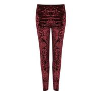 FAIRY TRENDZ LTD Damen-Leggings aus Crushed Velours Samt, volle Länge, elastische Stretch-Hose, wein, 38-40