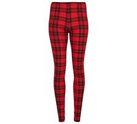 FAIRY TRENDZ LTD Damen-Leggings, bedruckt, dehnbar, elastisch, in voller Länge, Rotes Tartan-Muster, 42-44