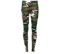 FAIRY TRENDZ LTD Damen Leggings, Stretch, lange Leggings, Übergröße, volle Länge, einfarbig, Größe 36-54, grün/camouflage, 42-44