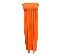 FAIRY TRENDZ LTD Damen-Maxikleid mit gerafftem Bandeau-Muster, trägerlos, gerüscht, lange Brüste, Jersey, Sommerkleid, durchscheinend, Maxi-Kleid, neon-orange, 38-40