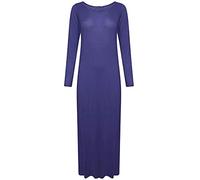 FAIRY TRENDZ LTD Damen Maxikleid mit langen Ärmeln, Jersey, U-Ausschnitt, dehnbar Gr. 50-52, navy
