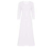 FAIRY TRENDZ LTD Damen Maxikleid mit langen Ärmeln, Jersey, U-Ausschnitt, dehnbar Gr. 50-52, weiß