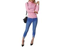 FAIRY TRENDZ LTD Damen Rollkragenpullover, gerippt, lange Ärmel, Partykleidung, Größe 34-54, rose, 42-44