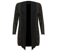 FAIRY TRENDZ LTD Damen-Strickjacke mit glänzenden Pailletten, gepunktet, Wasserfall, Übergröße, langärmelig Gr. 46, gold