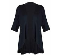 FAIRY TRENDZ LTD Damen-Strickjacke, Übergröße, 3/4-Ärmel, Knopfleiste, vorne offen, Stretch, Party-Top, Schwarz , 52-54