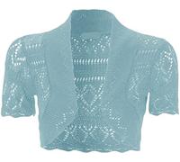 FAIRY TRENDZ LTD Damen Strickjacke, Übergröße, gehäkelt, kurzärmelig, Größen 36-30, aqua, 42-44