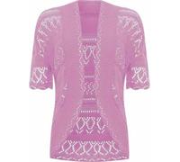 FAIRY TRENDZ LTD Damen Strickjacke, Übergröße, gehäkelt, kurzärmelig, Größen 36-30, babyrosa, 42-44