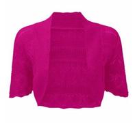 FAIRY TRENDZ LTD Damen Strickjacke, Übergröße, gehäkelt, kurzärmelig, Größen 36-30, hot pink, 50-52