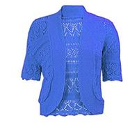 FAIRY TRENDZ LTD Damen Strickjacke, Übergröße, gehäkelt, kurzärmelig, Größen 36-30, königsblau, 34-36