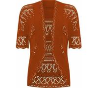 FAIRY TRENDZ LTD Damen Strickjacke, Übergröße, gehäkelt, kurzärmelig, Größen 36-30, rust, 38-40