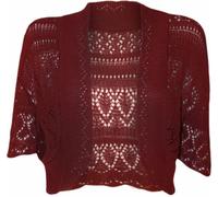 FAIRY TRENDZ LTD Damen Strickjacke, Übergröße, gehäkelt, kurzärmelig, Größen 36-30, wein, 11-12 Jahre