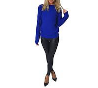 FAIRY TRENDZ LTD Damen Strickpullover mit langen Ärmeln, Rundhalsausschnitt, Fischnetz-Pullover, Grobstrick, königsblau, 34-36