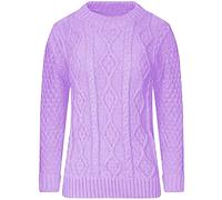 FAIRY TRENDZ LTD Damen Strickpullover mit Zopfmuster und langen Ärmeln, Gr. 34-46, Flieder, 38-40