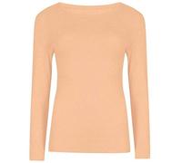 FAIRY TRENDZ LTD Damen-T-Shirt, langärmelig, Stretch, einfarbig, Rundhalsausschnitt, dehnbar, Freizeitkleidung, Kinder-T-Shirt, pfirsich, 38-40